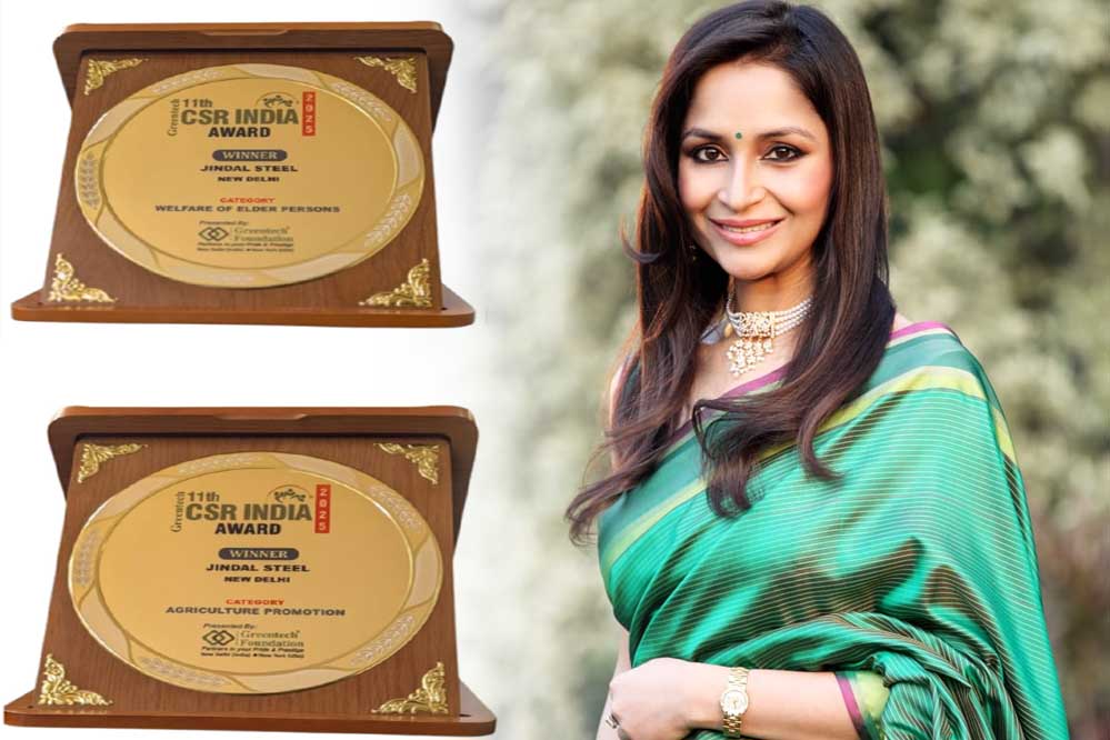 जिन्दल स्टील एंड पावर को कृषि प्रोत्साहन व बुजुर्ग कल्याण के लिए ग्रीनटेक अवार्ड