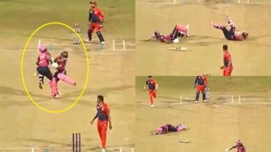 रन दौड़ते हुए बल्लेबाज आपस में ही भयंकर तरीके से टकराए, जमीन पर गिरे, हर किसी की आंखें खुली की खुली रह गई रन दौड़ते हुए बल्लेबाज आपस में ही भयंकर तरीके से टकराए, जमीन पर गिरे, हर किसी की आंखें खुली की खुली रह गई