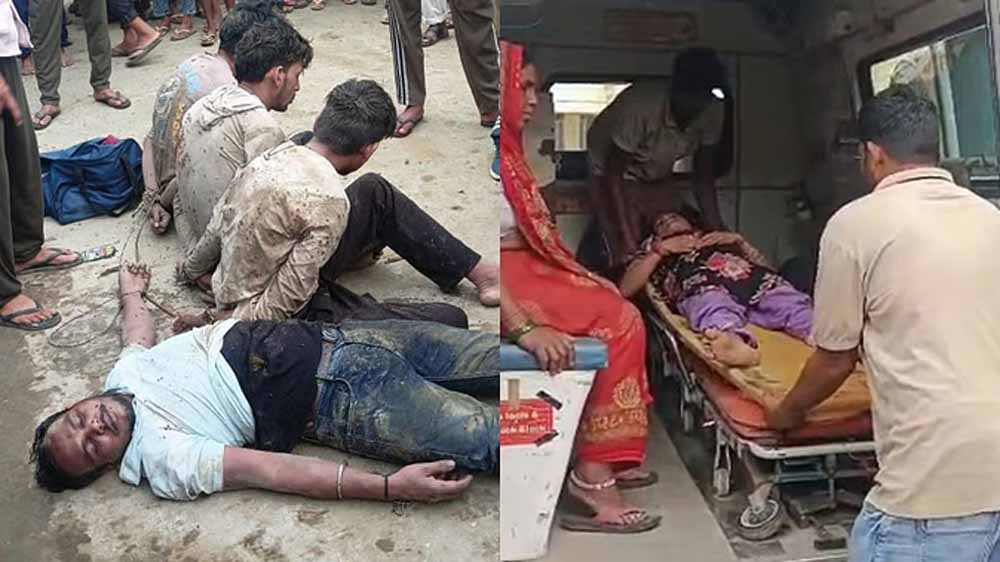 हरियाणा से आए युवकों ने परिवार पर किया हमला, ग्रामीणों ने आरोपियों को पकड़कर की पिटाई