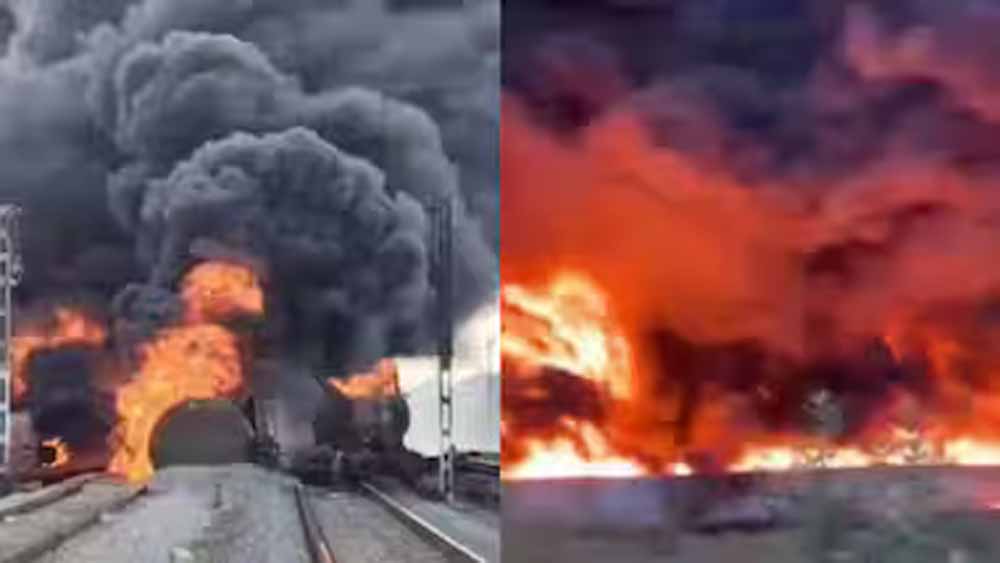 तमिलनाडु: डीजल से भरी मालगाड़ी में भीषण आग, मचा हड़कंप