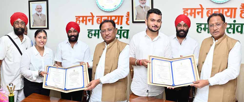 मुख्यमंत्री साय से राष्ट्रपति सम्मान से सम्मानित देवाशीष और मनतृप्त कौर ने की सौजन्य मुलाकात