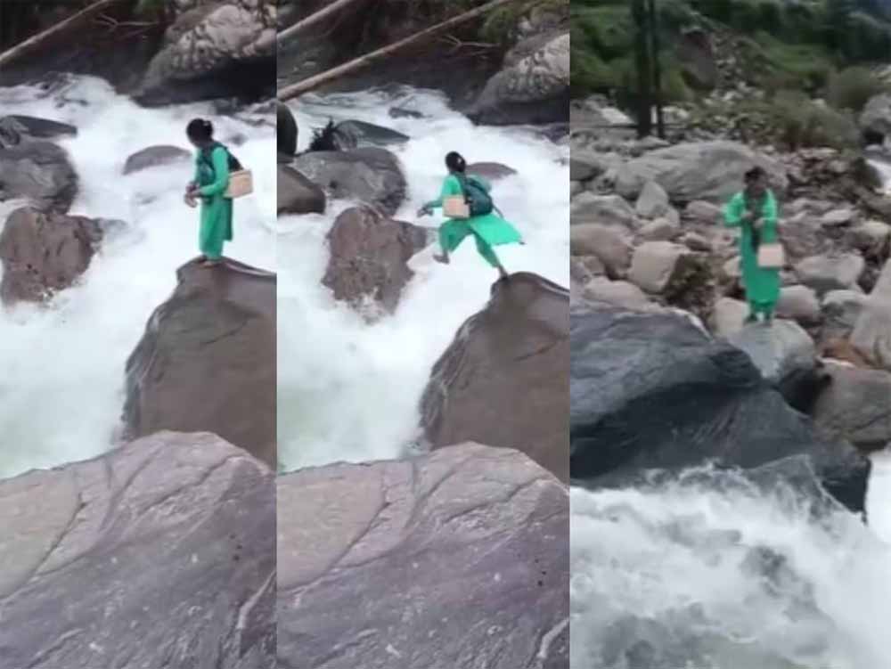 हिम्मत की मिसाल: हिमाचल की नर्स ने ड्यूटी के लिए उफनते नाले को कूदकर पार किया हिम्मत की मिसाल: हिमाचल की नर्स ने ड्यूटी के लिए उफनते नाले को कूदकर पार किया