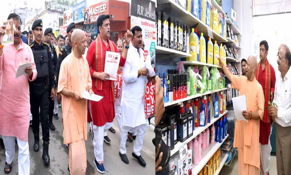 पैदल चल व्यापारियों व ग्राहकों से मिले सीएम, कहा-जीएसटी सुधार पर जताएं मोदी सरकार का आभार