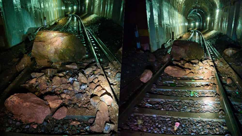 केके रेल लाइन पर गिरे पत्थर से ट्रेनें रुकीं, यात्रियों को घंटों इंतज़ार करना पड़ा