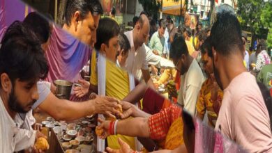 245 किमी की पदयात्रा के बाद 5000 श्रद्धालु पहुंचे मैहर, मां शारदा धाम में आज होगा मुर्ति विसर्जन