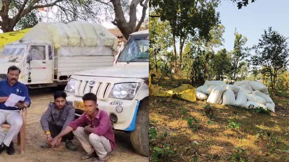 अनाज तस्करी का खेल शुरू: यूपी के बिचौलिए 143 बोरी धान छोड़कर फरार,  वाहन जब्त