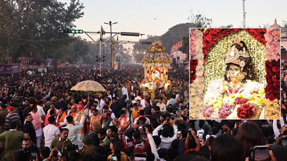 रणजीत हनुमान प्रभातफेरी: रामायण आधारित झांकियों के साथ चला बाबा रणजीत का रथ, 7 लाख श्रद्धालुओं ने लिया भाग