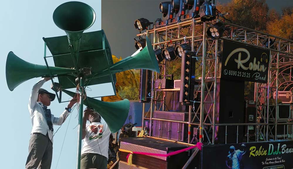 इंदौर में ध्वनि प्रदूषण पर सख्ती: डीजे उपकरण जब्त, ऊंचे मीनारों के लाउडस्पीकर होंगे हटाए