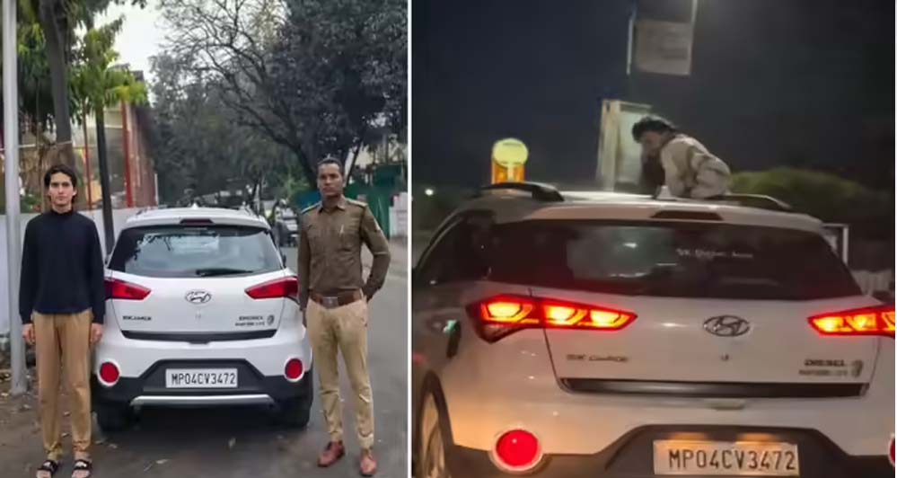श्रेष्ठ परमार का जानलेवा स्टंट: नेशनल बैडमिंटन खिलाड़ी ने कार की छत पर किया खतरे का खेल, भोपाल पुलिस ने दर्ज की FIR