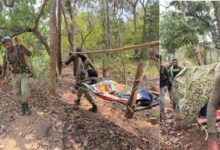 नक्सलगढ़ पुरंगेल में सुरक्षाबलों ने दिखाया साहस, आग से झुलसी महिला का किया रेस्क्यू, चारपाई पर लाकर पहुंचाया