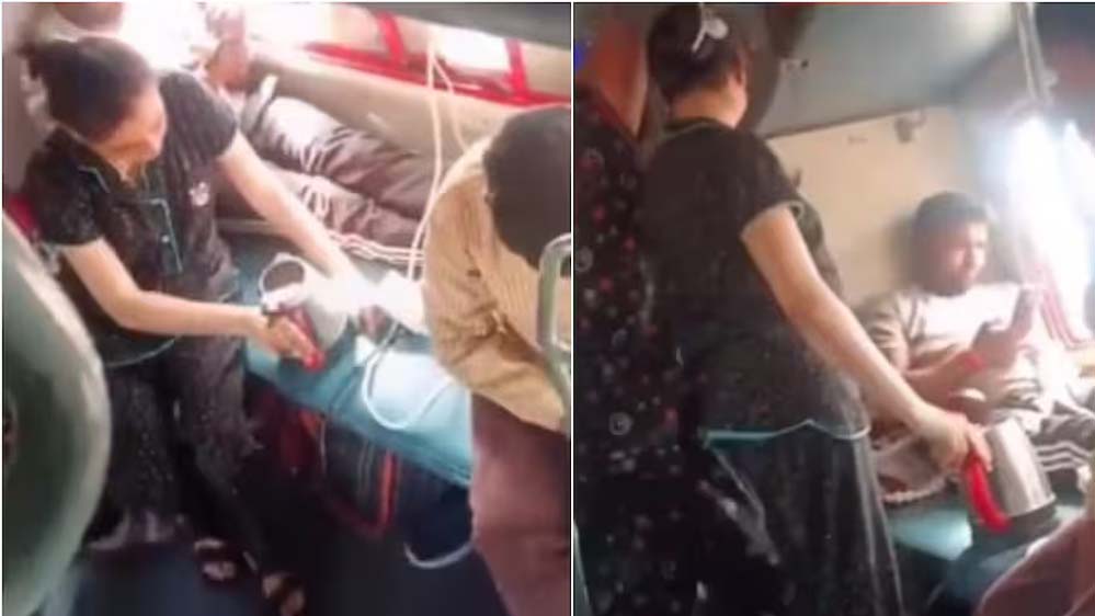 ट्रेन बनी ‘किचन’, लोअर बर्थ पर चाय बनाने लगी महिला, वीडियो ने शुरू की बहस ट्रेन बनी ‘किचन’, लोअर बर्थ पर चाय बनाने लगी महिला, वीडियो ने शुरू की बहस