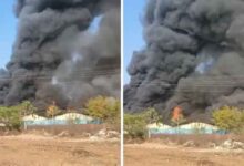 भोपाल में भीषण आग का तांडव: फर्नीचर फैक्ट्री धधकी, 7 किमी दूर तक छाया धुएं का गुबार