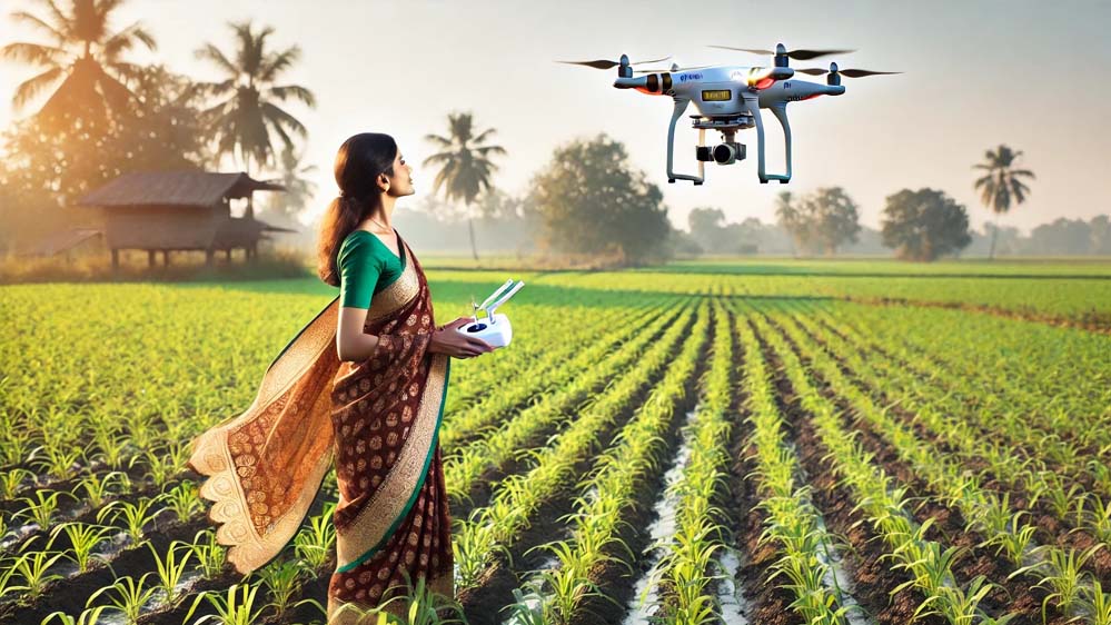 आधुनिक खेती में महिलाओं का बढ़ता कदम, आगर की रीना बनीं ड्रोन सखी, ड्रोन तकनीक से बदली तस्वीर