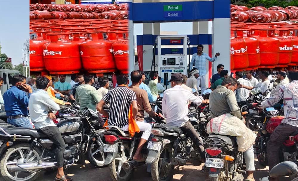 पंपों पर भारी भीड़, भोपाल-इंदौर-उज्जैन में पेट्रोल की 25% ज्यादा बिक्री; LPG सिलेंडर के लिए लंबी लाइनें