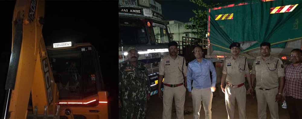 खनिज-राजस्व-पुलिस की बड़ी कार्रवाई: 11 हाइवा, 2 जेसीबी और चैन माउंटेन मशीन जब्त