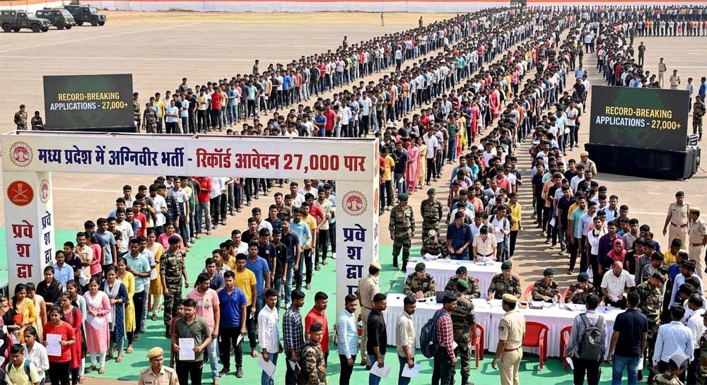 MP में अग्निवीर भर्ती के लिए रिकॉर्ड आवेदन, संख्या 27 हजार के पार