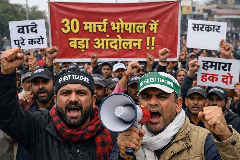 MP गेस्ट टीचर्स का बड़ा ऐलान: वादे पूरे न हुए तो 30 मार्च को भोपाल में होगा विशाल आंदोलन