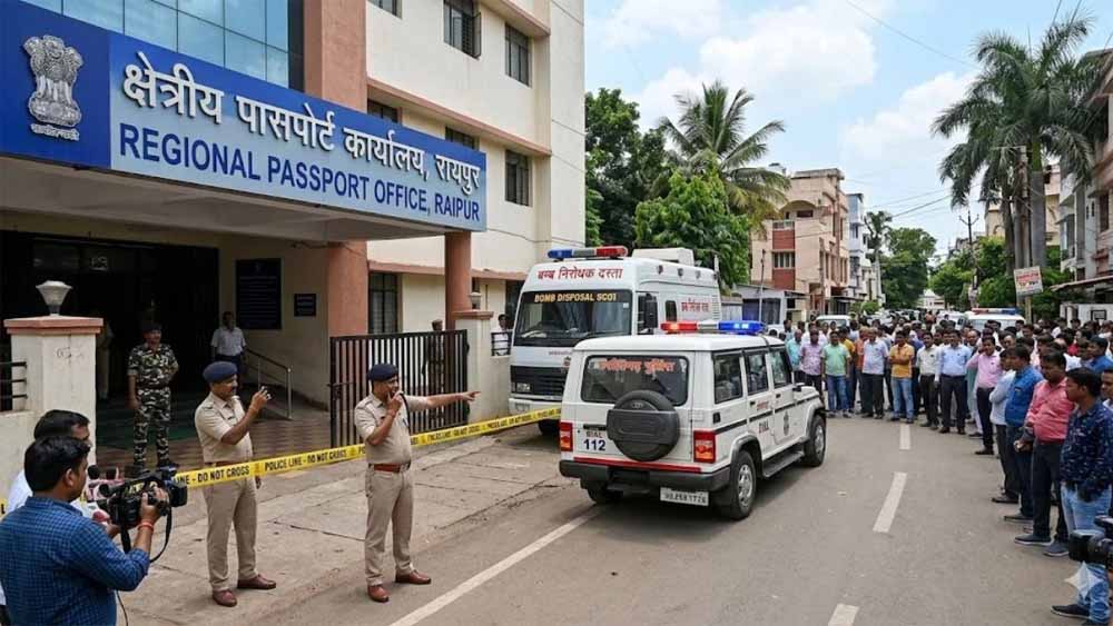 रायपुर में बम धमकी से हड़कंप: पासपोर्ट कार्यालय को 12 बमों से उड़ाने की चेतावनी, ई-मेल से मचा अलर्ट
