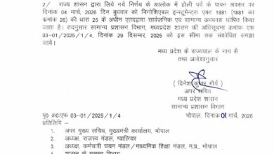 एमपी में सरकारी कर्मचारियों की होली लंबी, 3 के बाद 4 मार्च को भी छुट्टी