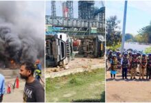 सिंगरौली में अडाणी पावर प्लांट में बवाल: आगजनी, कई गाड़ियों में तोड़फोड़, पुलिस वाहन भी पलटे