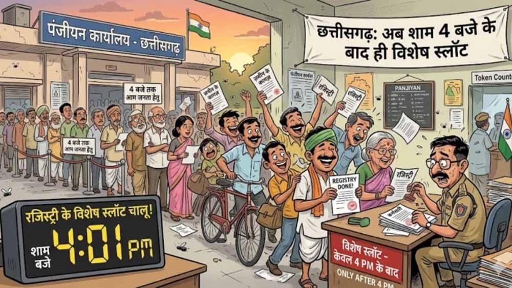 छत्तीसगढ़ में रजिस्ट्री के नियम बदले: अब शाम 4 बजे के बाद मिलेंगे स्पेशल अपॉइंटमेंट स्लॉट