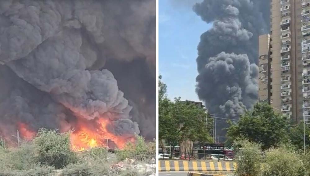 लखनऊ के बाद गाजियाबाद के इंदिरापुरम में भीषण आग, काले धुएं से आसमान भर गया