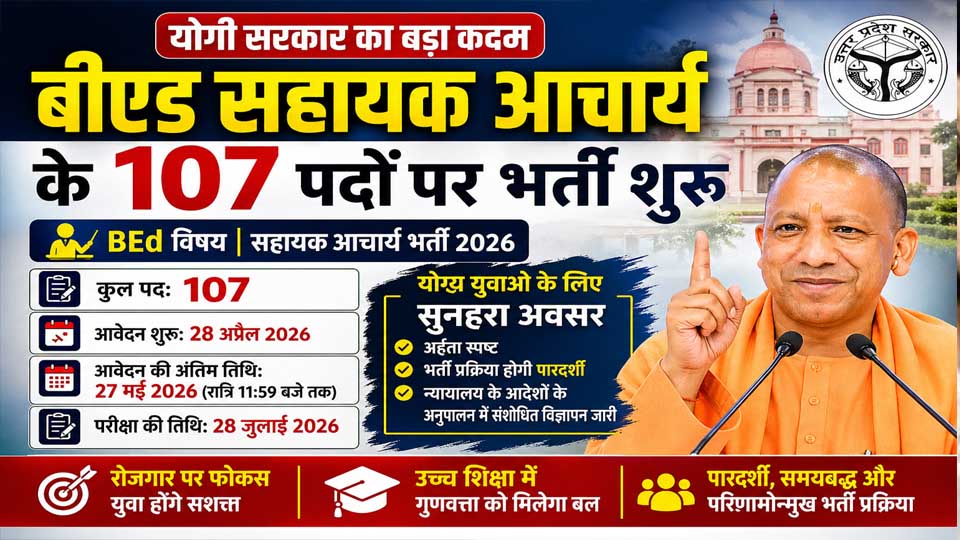 बीएड सहायक आचार्य के 107 पदों के लिए शुरू हुई प्रक्रिया