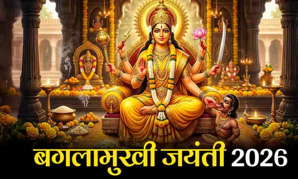 साल 2026 में 24 अप्रैल को मनाई जाएगी बगलामुखी जयंती, शत्रुओं पर विजय दिलाने वाली मां पीताम्बरा की पूजा का बन रहा शुभ संयोग साल 2026 में 24 अप्रैल को मनाई जाएगी बगलामुखी जयंती, शत्रुओं पर विजय दिलाने वाली मां पीताम्बरा की पूजा का बन रहा शुभ संयोग