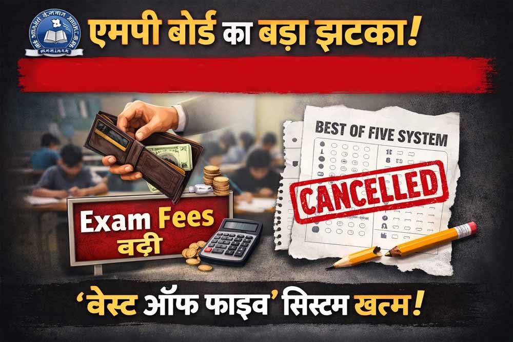 एमपी बोर्ड का बड़ा फैसला, परीक्षा फीस में 80% तक बढ़ोतरी—‘बेस्ट ऑफ फाइव’ भी खत्म