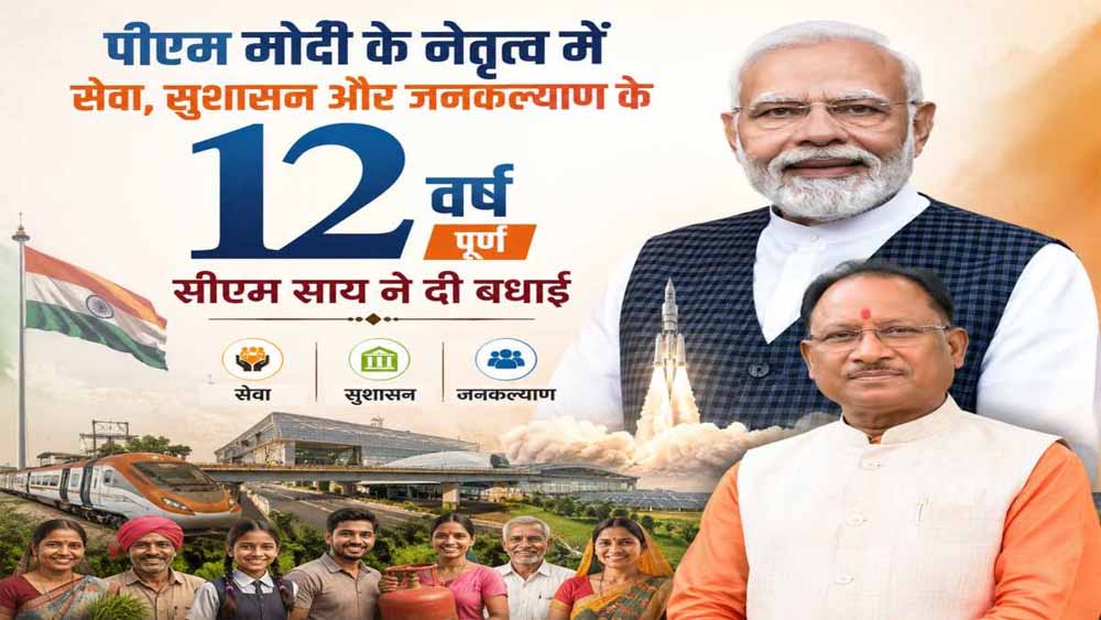 PM मोदी के 12 साल पूरे होने पर CM साय ने दी बधाई, विकास को बताया नई रफ्तार PM मोदी के 12 साल पूरे होने पर CM साय ने दी बधाई, विकास को बताया नई रफ्तार