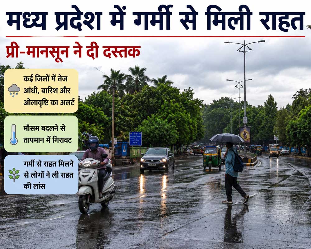 मध्य प्रदेश में गर्मी से मिली राहत, प्री-मानसून ने दी दस्तक मध्य प्रदेश में गर्मी से मिली राहत, प्री-मानसून ने दी दस्तक