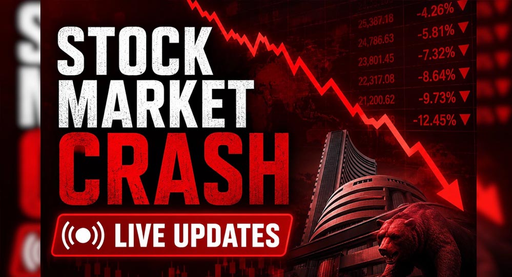 Stock Market Crash: खुलते ही धड़ाम हुआ शेयर बाजार, IT शेयरों में भारी बिकवाली; सेंसेक्स 800 अंक टूटा Stock Market Crash: खुलते ही धड़ाम हुआ शेयर बाजार, IT शेयरों में भारी बिकवाली; सेंसेक्स 800 अंक टूटा