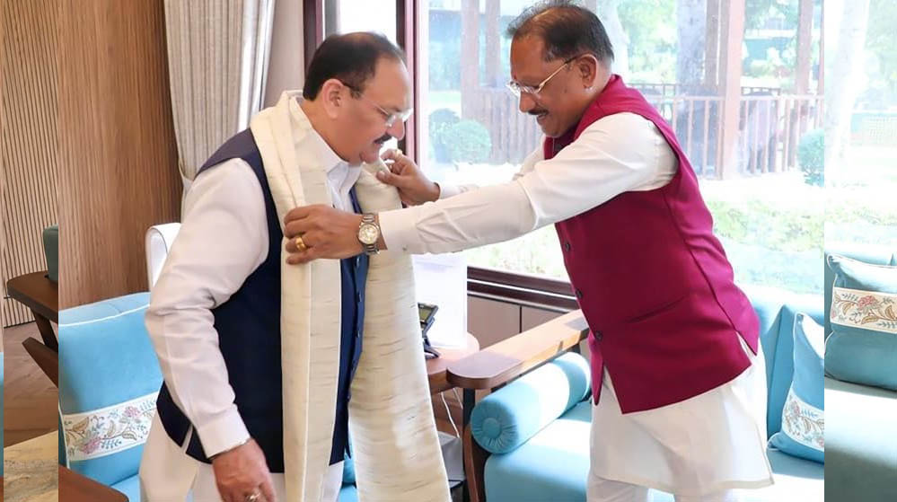 केंद्रीय स्वास्थ्य मंत्री जेपी नड्डा से मिले मुख्यमंत्री विष्णुदेव साय, स्वास्थ्य सेवाओं और किसानों के लिए खाद-बीज उपलब्धता पर हुई विस्तृत चर्चा