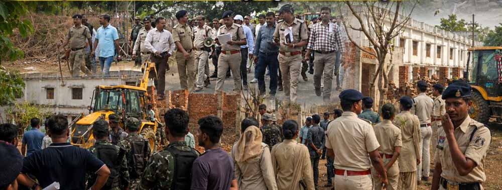 बलरामपुर में बुलडोजर एक्शन, 23 अवैध मकान ढहाए; 7 एकड़ सरकारी जमीन अतिक्रमण से मुक्त
