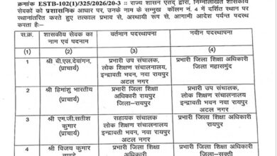 शिक्षा विभाग में बड़ा प्रशासनिक फेरबदल