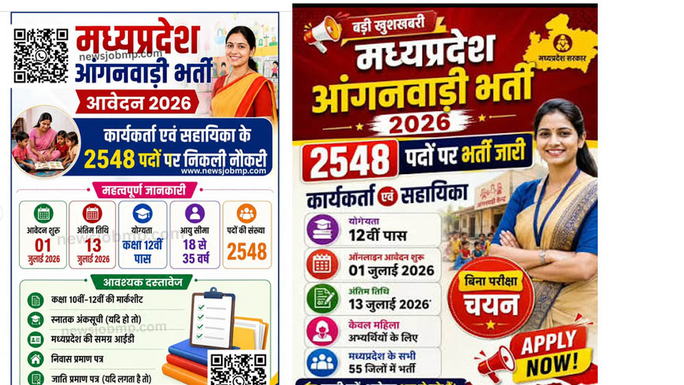MP Anganwadi Recruitment 2026: 2,548 कार्यकर्ता और सहायिकाओं की भर्ती, 13 जुलाई तक करें आवेदन
