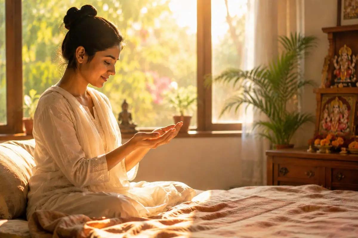 सुबह हथेलियाँ देखने की परंपरा: लक्ष्मी, सरस्वती और विष्णु का आशीर्वाद माना गया सुबह हथेलियाँ देखने की परंपरा: लक्ष्मी, सरस्वती और विष्णु का आशीर्वाद माना गया