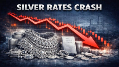 Silver Price Crash: 3 दिन में ₹8,400 टूटी चांदी, जानिए आज 10 ग्राम 24 कैरेट सोने का ताजा भाव Silver Price Crash: 3 दिन में ₹8,400 टूटी चांदी, जानिए आज 10 ग्राम 24 कैरेट सोने का ताजा भाव