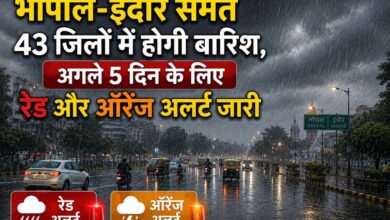 भोपाल-इंदौर समेत 43 जिलों में मूसलाधार बारिश का अलर्ट, अगले 5 दिन रेड और ऑरेंज चेतावनी जारी