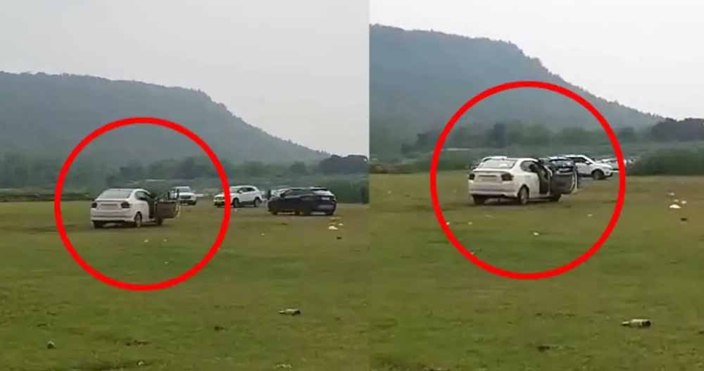 सूरजपुर के पर्यटन स्थल पर कार से खतरनाक स्टंट, युवकों का वीडियो चर्चा में