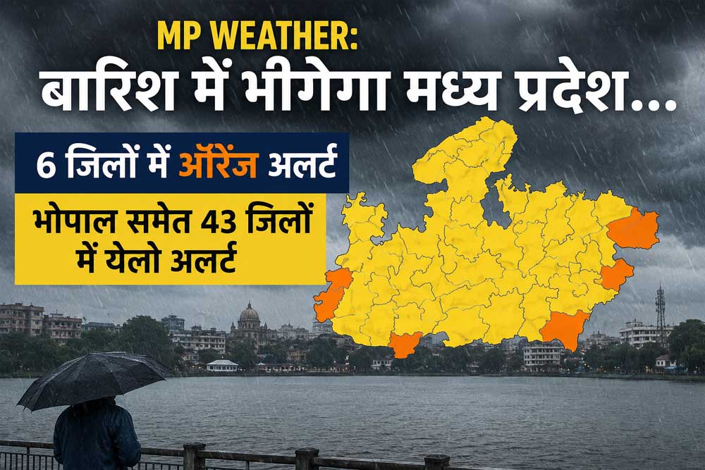 MP Weather: मध्य प्रदेश में फिर बारिश का अलर्ट, 6 जिलों में ऑरेंज और भोपाल समेत 43 जिलों में येलो अलर्ट