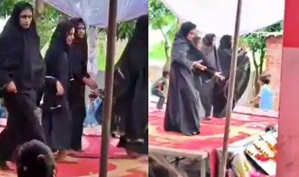 गोंडा में बुर्का पहनाकर छात्राओं से डांस कराने पर बवाल, स्कूल प्रबंधक बोले- करोड़ों बार माफी मांगने को तैयार गोंडा में बुर्का पहनाकर छात्राओं से डांस कराने पर बवाल, स्कूल प्रबंधक बोले- करोड़ों बार माफी मांगने को तैयार