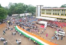 करीब 200 फीट लंबे तिरंगे के साथ उमड़ा जनसैलाब, वित्त मंत्री  ओ.पी. चौधरी हुए शामिल