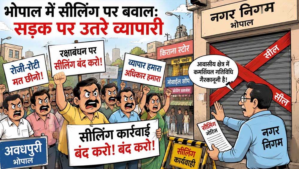 भोपाल में आज फिर एकजुट होंगे व्यापारी, गांधीवादी तरीके से करेंगे सीलिंग कार्रवाई का विरोध