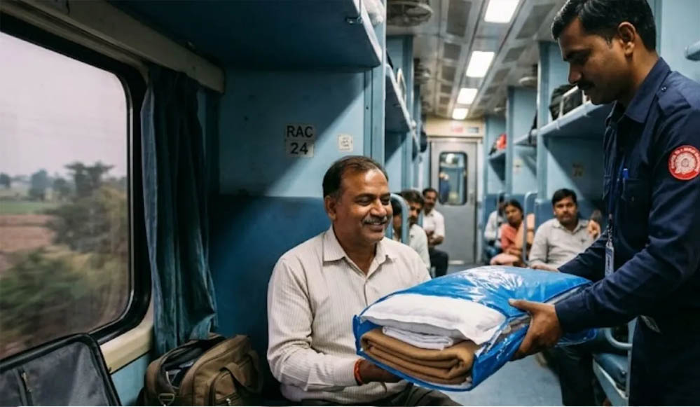 रेलवे का बड़ा फैसला! अब RAC यात्रियों को भी मिलेगा पूरा बेडरोल, सफर होगा ज्यादा आरामदायक रेलवे का बड़ा फैसला! अब RAC यात्रियों को भी मिलेगा पूरा बेडरोल, सफर होगा ज्यादा आरामदायक