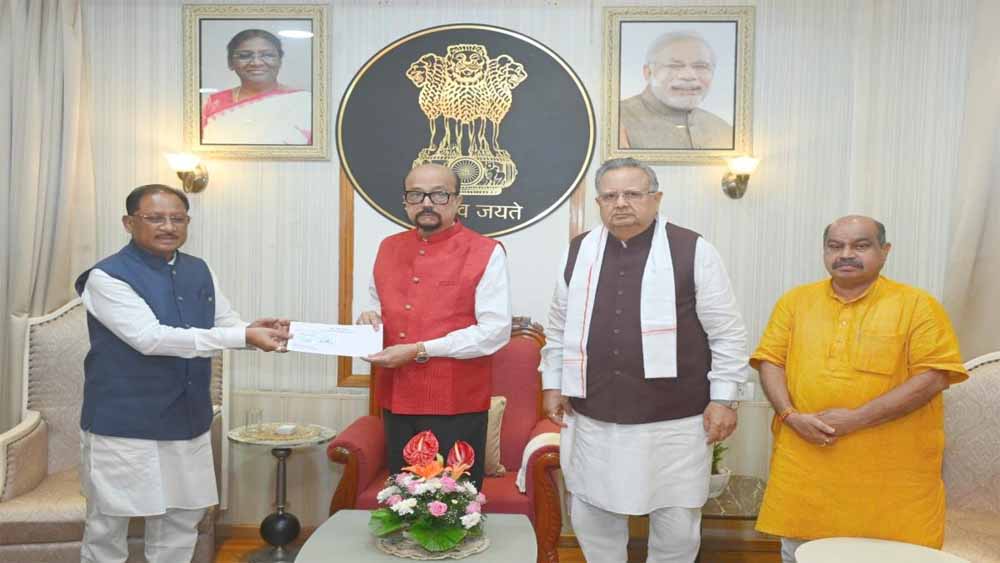 CM साय ने राज्यपाल रमेन डेका से की मुलाकात, असम बाढ़ पीड़ितों के लिए दिए ₹5 करोड़ CM साय ने राज्यपाल रमेन डेका से की मुलाकात, असम बाढ़ पीड़ितों के लिए दिए ₹5 करोड़