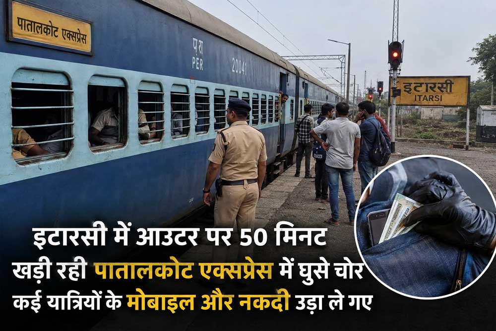 इटारसी आउटर पर 50 मिनट खड़ी रही पातालकोट एक्सप्रेस, ट्रेन में घुसे चोरों ने यात्रियों को लूटा इटारसी आउटर पर 50 मिनट खड़ी रही पातालकोट एक्सप्रेस, ट्रेन में घुसे चोरों ने यात्रियों को लूटा