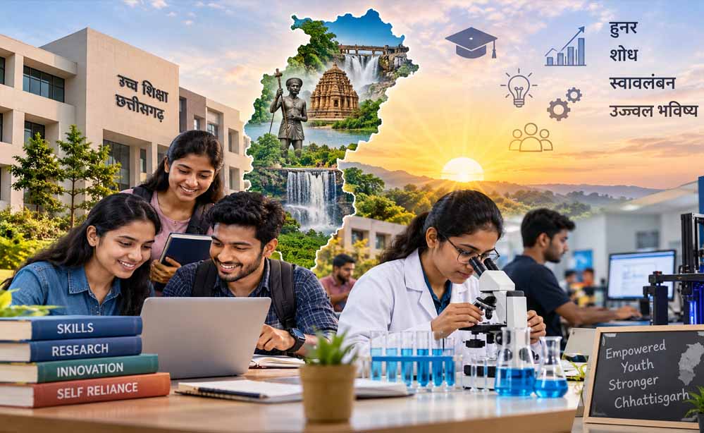 छत्तीसगढ़ में उच्च शिक्षा की नई भोर: हुनर, शोध और स्वावलंबन से गढ़ा जा रहा युवाओं का भविष्य