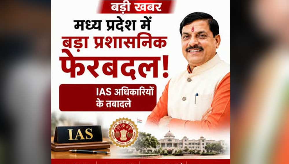 MP में बड़ा प्रशासनिक फेरबदल, IAS दिलीप कुमार बने सागर संभागायुक्त; 11 अफसरों के तबादले MP में बड़ा प्रशासनिक फेरबदल, IAS दिलीप कुमार बने सागर संभागायुक्त; 11 अफसरों के तबादले