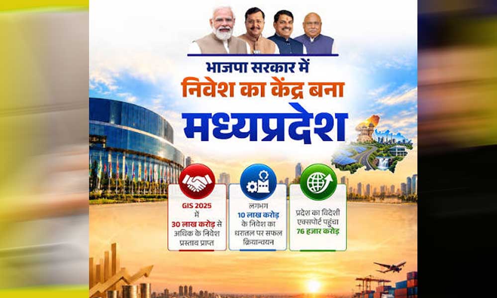 निवेश के लिए मध्यप्रदेश बना देश का नया ग्रोथ हब निवेश के लिए मध्यप्रदेश बना देश का नया ग्रोथ हब